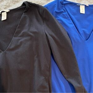 H&M 2 V-Neck Bodysuits — Royal Blue and Black. Sold as a pair